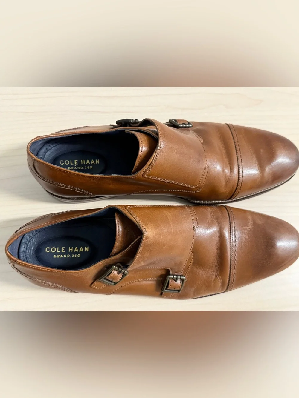 Cole Haan Men's Double Monk Strap Leather Shoes - Brown - Size 13 (US)